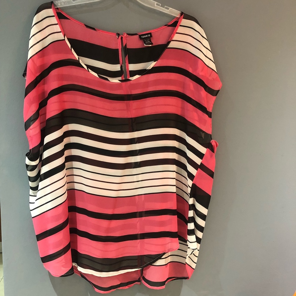 Torrid stripes open back blouse